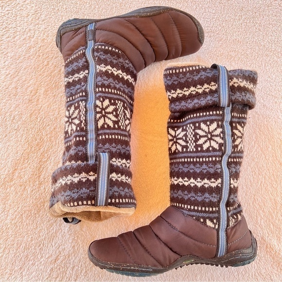 JAMBU SWEATER FAIR ISLE PUFFER TALL BOOTS SIZE 8 EUC - Picture 1 of 11